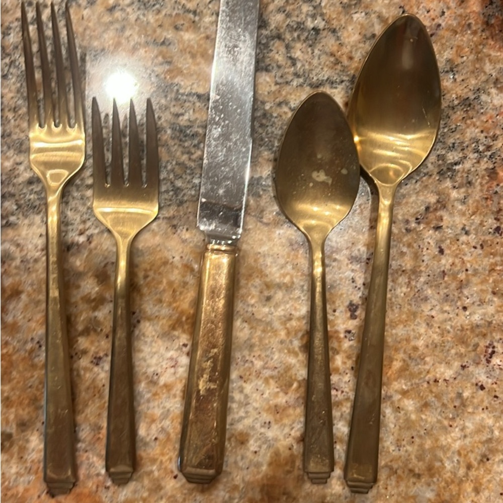 Elegant Vintage Gold Flatware Set